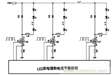 圖2:降壓型LED驅(qū)動電路