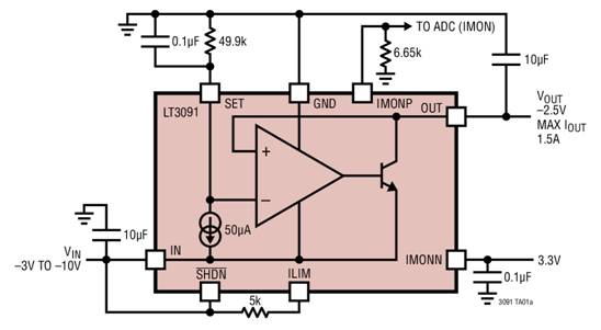 利用LT3080x電流源基準線性穩壓器停機 利用LT3080x電流源基準線性穩壓器停機